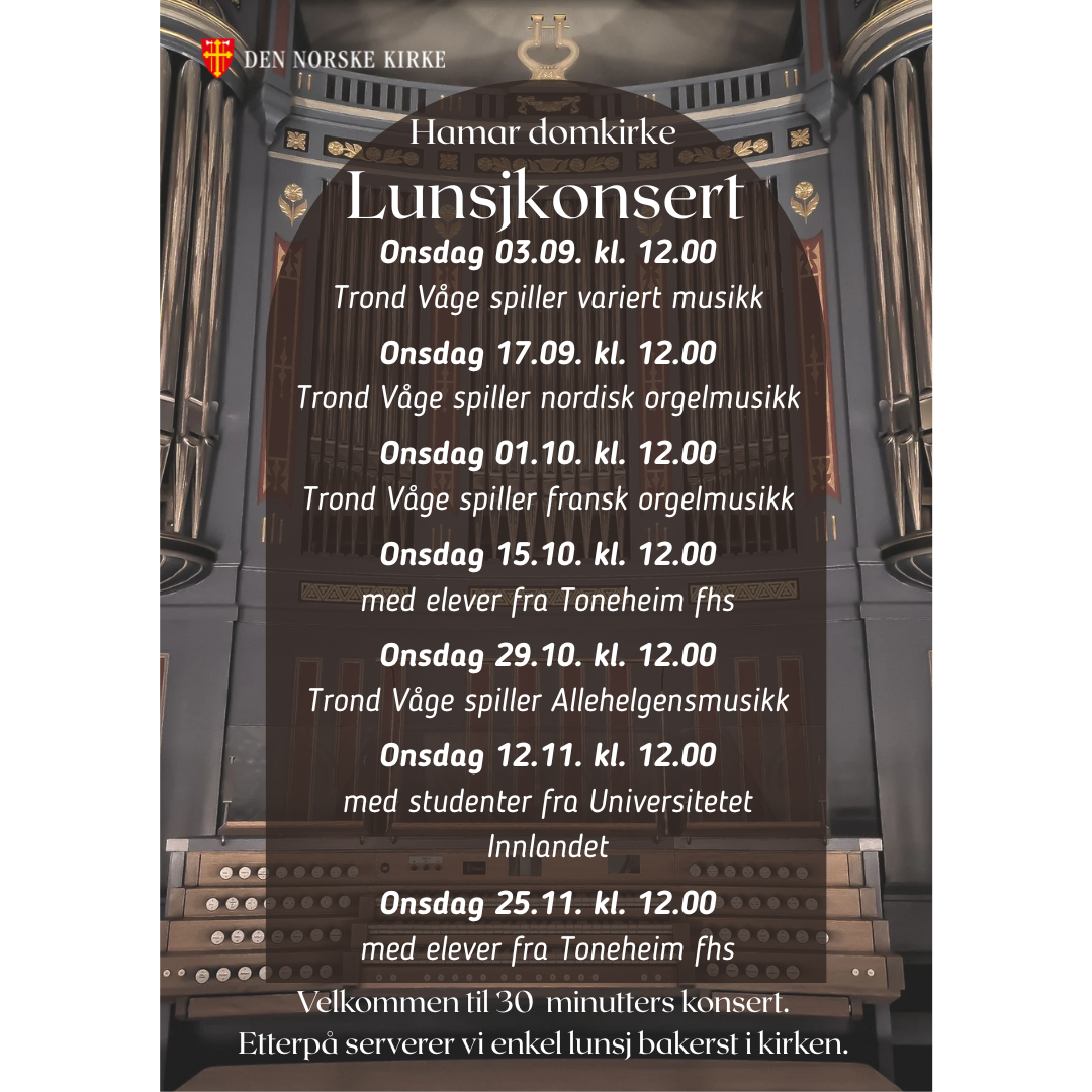 Plakat med datoer lunsjkonserter høsten 2025